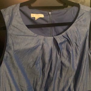 Dark chambray dress with lace detailing at waist